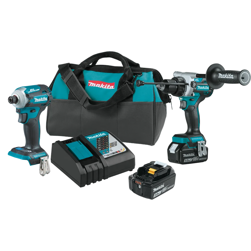 Makita XT288T 18V LXT Brushless 2-Pc. Combo Kit (Hammer Drill + Impact Driver, 5.0Ah)