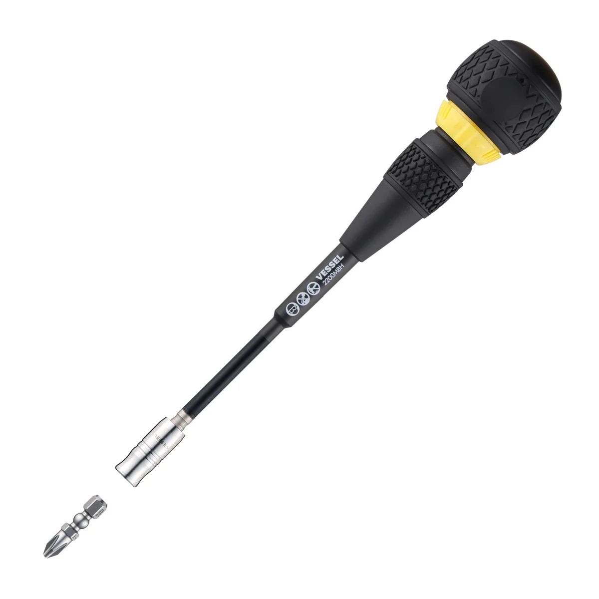 Vessel 2200MBH120 Ball-Grip Ratchet Screwdriver with Interchangeable Bit Holder